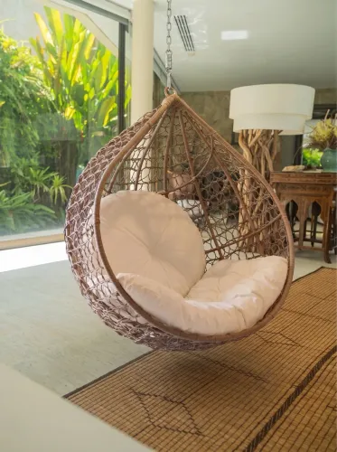 Balanço gota fibra com almofada sofá para jardim