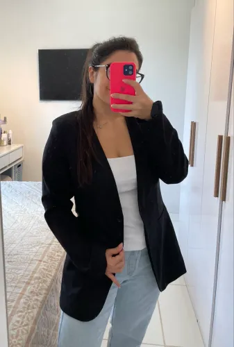 Blazer Preto em Linho Mindset C&A TAM P