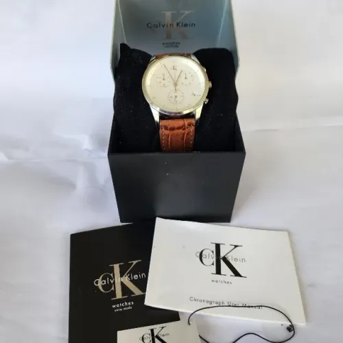 Relógio Suíço Calvin Klein K22271 Cronógrafo - Pulseira e Bateria Nova e Caixa