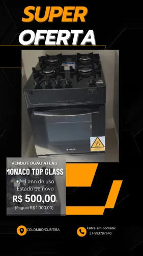 Fogao 4bocas mesa de vidro a gas