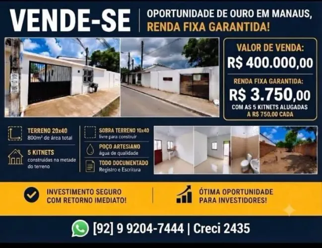 Vendo - Kitnets Alugadas + Terreno Extra (Renda Imediata)