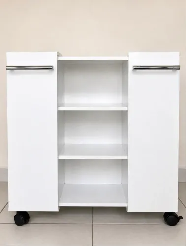 Armário de Banheiro Branco com Rodinhas - 59x53x36 cm