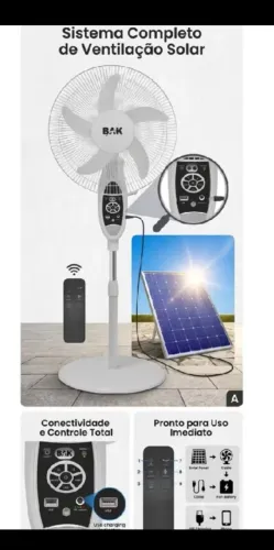 Ventilador com placa solar