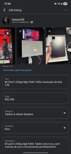 Tablet 11 polegadas 144hz
