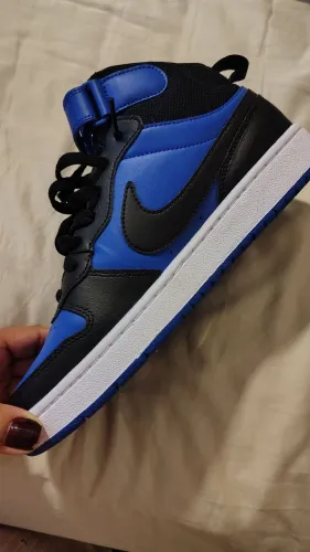 Tênis Nike N 38 Court Borough Mid 2 (GS) na coloração Black/Game Royal