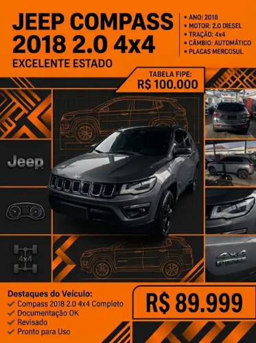 Jeep Compass Longitude 2.0 4X4 Dies. 16V Aut. 2018