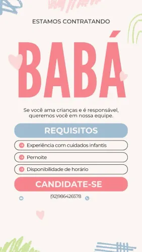 Vaga para babá
