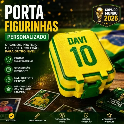 Caixa Porta Figurinhas Copa 2026 Personalizada Nome Número