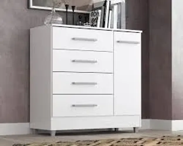 Cômoda Laura 4Gvs 1Pt Branco Quarta Divisão - Entrega Rápida! 