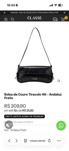 Bolsa de Couro Tiracolo Hit - Andaluz Preto (SKU: 3466 12H ANDALUZ PRETO)