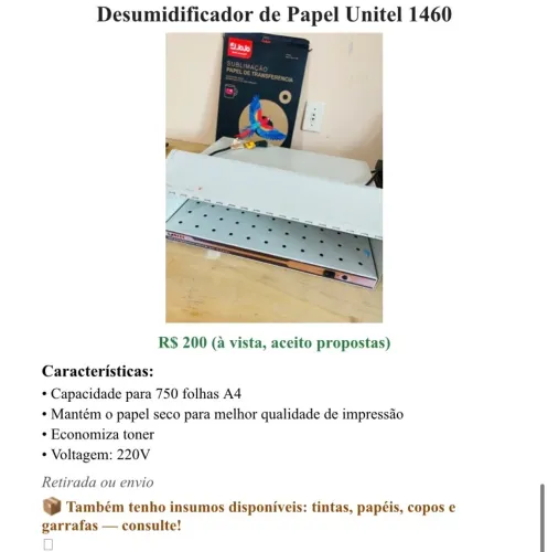 Desumidificador de Papel Unitel 1460