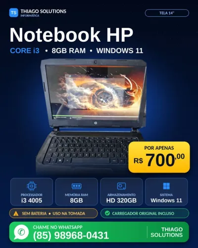 Notebook HP i3 , 8gb, 320gb