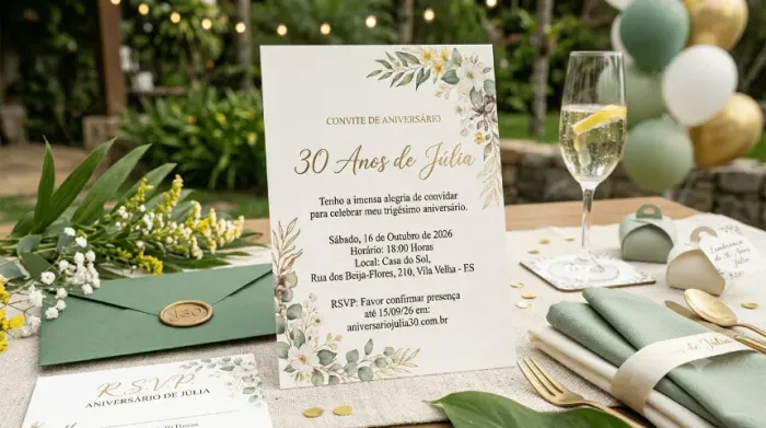 Convite impresso físico personalizado aniversário