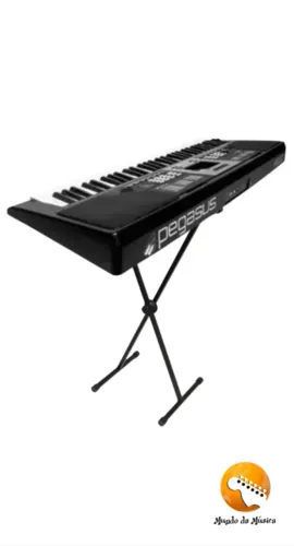Teclado C/ Ritmo Brasileiro Pegasus P222 61 Teclas Preto C/ Suporte