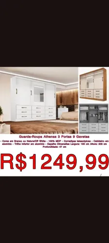 Guarda Roupa Athenas 3 Portas e 6 Gavetas