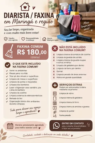 Faxina - Maringá e Sarandi.