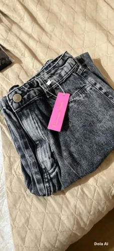 Calça wide leg jeans coloração Black marmo