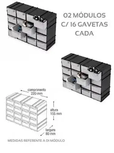 Caixa Organizadora de Bancada com 16 Gavetas