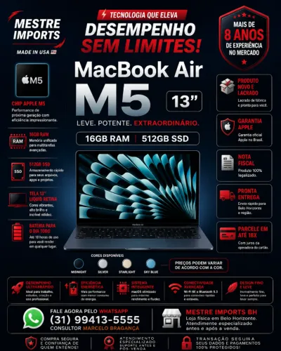 MacBook Air M5 13 polegadas ? 16GB RAM e 512GB SSD
