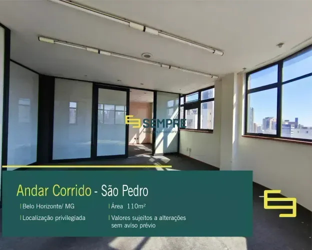 Andar corrido para alugar no edifício Intercambio no São Pedro em Belo horizonte