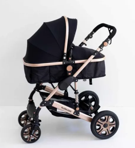 Carrinho De Bebê Europeu 3 em 1 com Amortecedor + Moisés Berço + Bebê Conforto