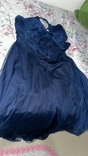 Vestido de Formatura Azul-Marinho com Brilho - GG