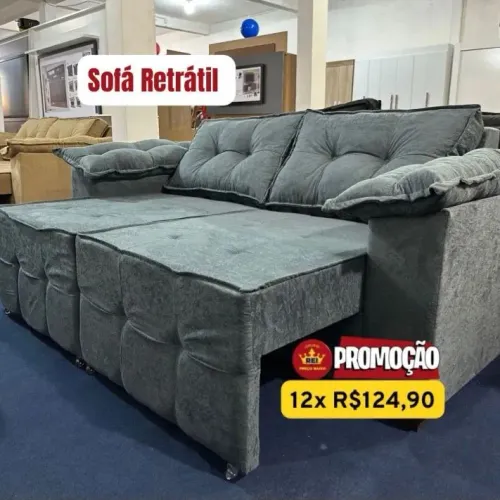 PROMOÇÃO URGENTE - Sofá de Fábrica RETRÁTIL Cinza por apenas 12x de R$124,90