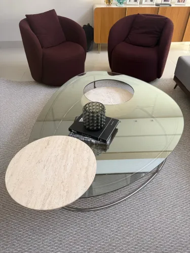 Mesa de Centro em Mármore/Vidro - Via Condoti - MUITO NOVA