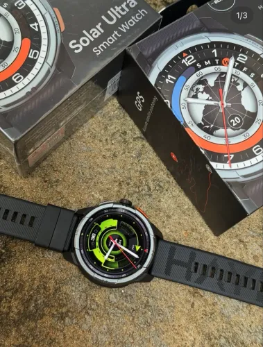 SMARTWATCH SOLAR ULTRA GPS INTEGRADO TELA AMOLED 1.6 MOLDURA TITÂNIO ORIGINAL LANÇAMENTO.