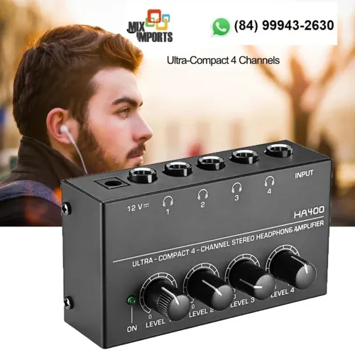 Amplificador para fones de ouvido 4 canais Ha400 Retorno (novo)
