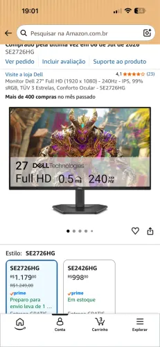 Monitor Dell 27 polegadas 240hz - Lacrado
