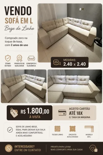 Sofá de Linho bege em L