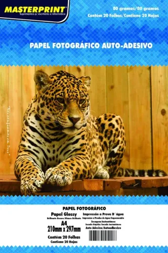 PAPEL FOTO GLOSSY ADESIVO A4 80G 20 FOLHAS MASTERPRINT