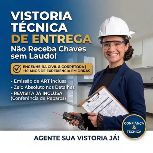 Vistoria técnica de entrega de chaves de apartamentos, casas, imóveis - Engenheira Civil