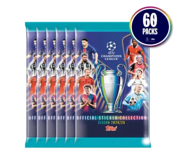 Topps Kit 60 Envelopes UEFA Champions League 2024/2025 com 360 Figurinhas