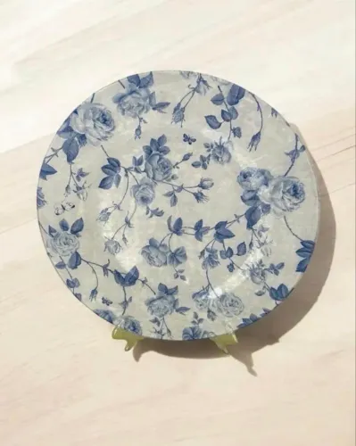 PRATO DECORATIVO FLORAL AZUL 31 CM