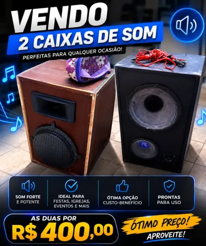 VENDO 2 CAIXAS DE SOM - R$ 400,00