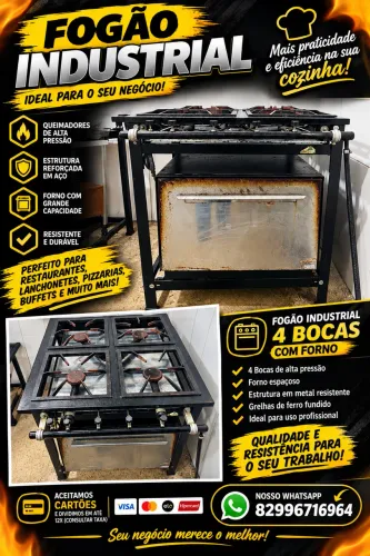 Fogão industrial 4 Bocas e forno