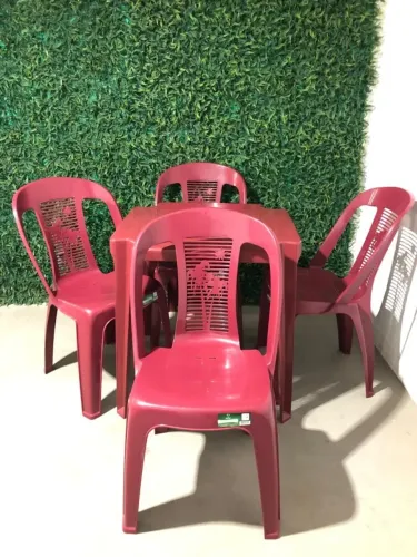 Jogo Plástico Tropical na cor Vinho 