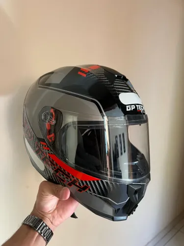 Capacete Moto Gp Tech Force Integral Grafite Carbono Laranja