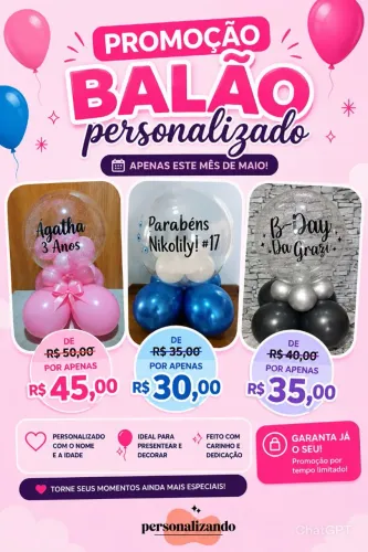 Balões personalizado promoção decoração festa