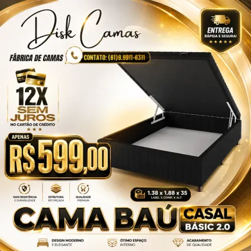 Transforme Seu Quarto com a Cama Baú Casal Basic 2.0 - Qualidade de Fábrica!
