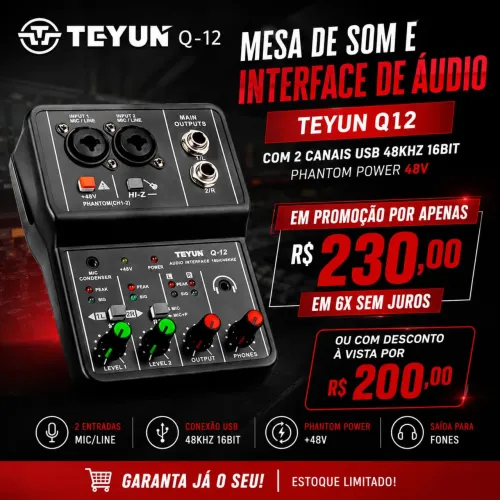 Interface de audio USB Teyun Q-12 promoção