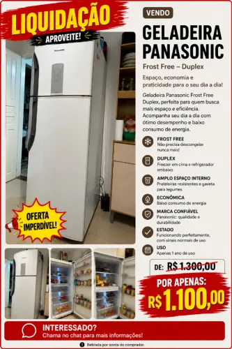 Geladeira Panasonic Frost Free Duplex - Excelente Funcionamento