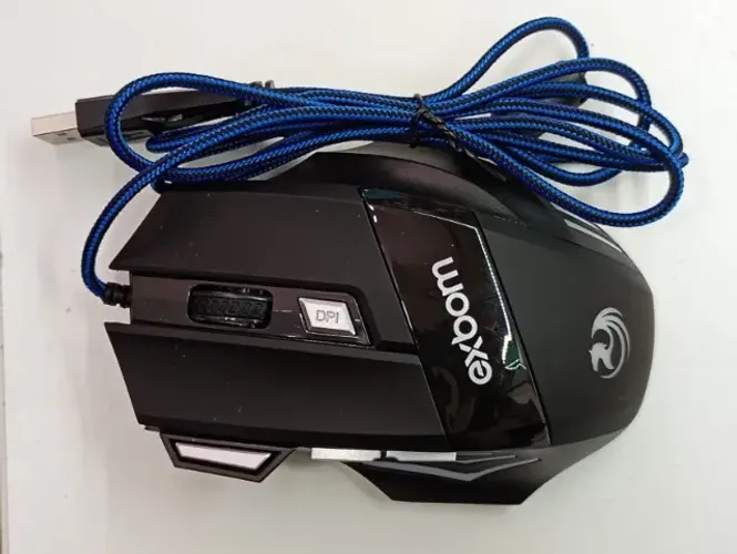 Mouse Gamer RGB Exbom 3200 DPI 7 Botões USB Alta Precisão Ergonômico Com Fio 