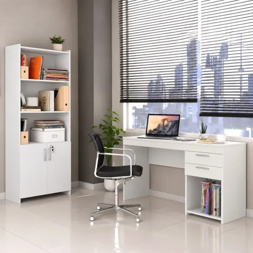 Combo Multiuso 0,70m Escritório 2 Portas + Mesa 1,21m Office NT 51015