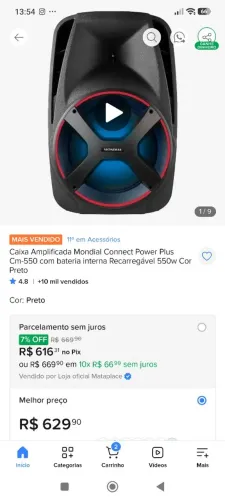Caixa de som mondial 550w