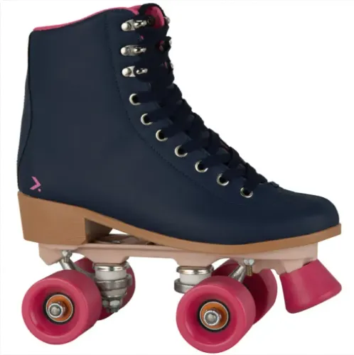Patins Oxer Quad 4 Rodas Feminino Retrô - Azul E Rosa 36