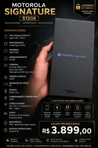 Motorola Signature 512GB - Lacrado | Edição Premium