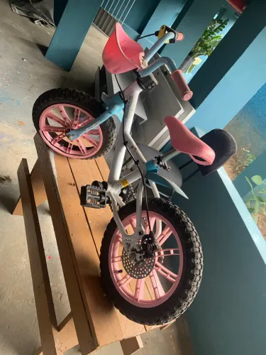 01 bicicleta infantil até 5 anos rosa e azul